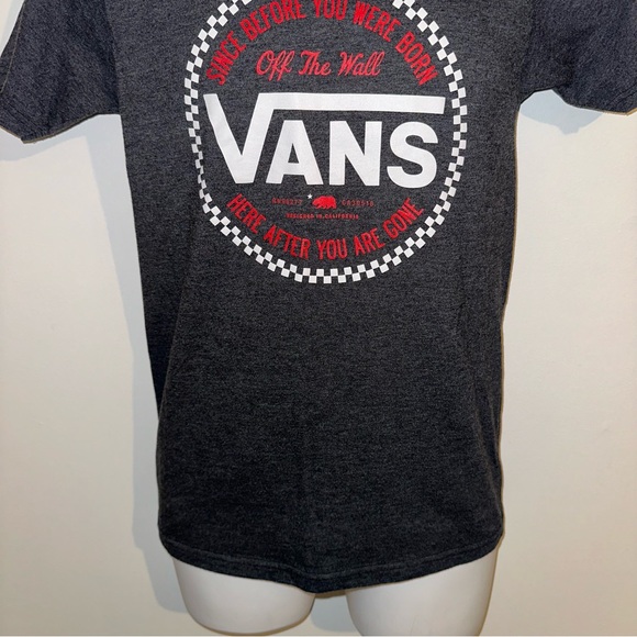 Men’s vans graphic T-Shirt heather gray with red and white logo size small 🆕 - Picture 4 of 12